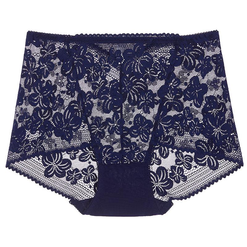 Seamless Lace High Waist Panties for Women Lingerie Sexy Flowers Embroidery Mesh Breathable Briefs Plus Size Underwear EMA