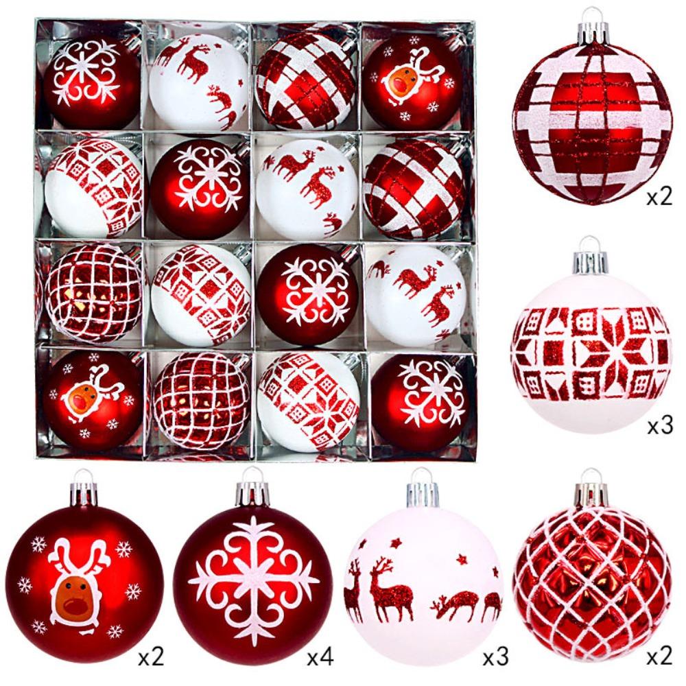 16PCS Plastic Christmas Ball Set 6cm Suspensable Decorative Christmas Tree Balls Multicolor Xmas Ornament Ball Storefront