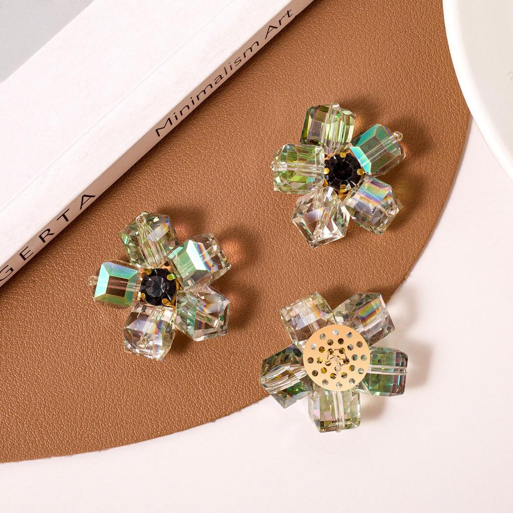 Ручная вышивка корейских тканевых нашивок-цветов со стразами для DIY-аксессуаров