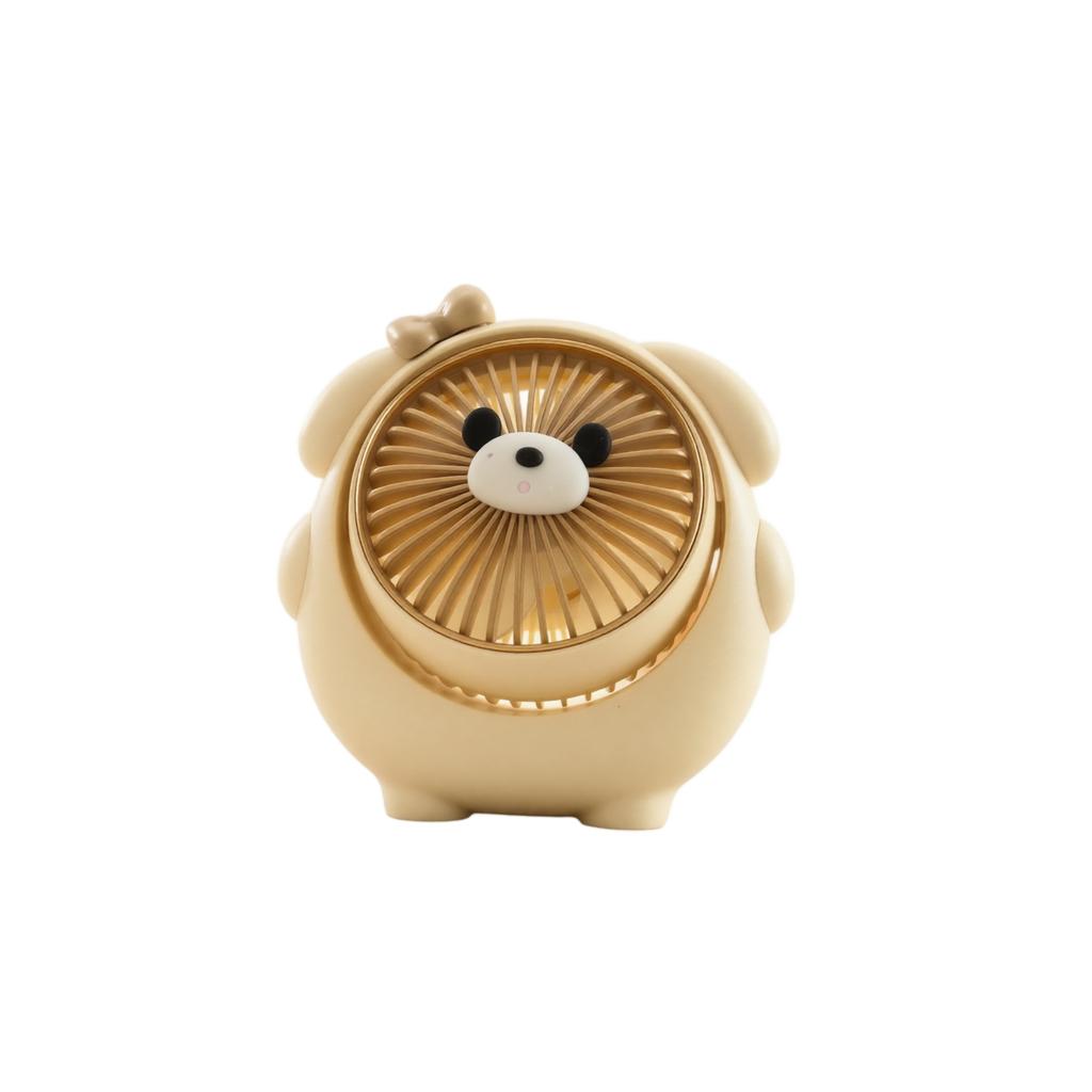 Portable USB Rechargeable Desktop Fan Small Personal Fan with Cute Dog Shape Design for Office Home Travel Use Quiet Operation