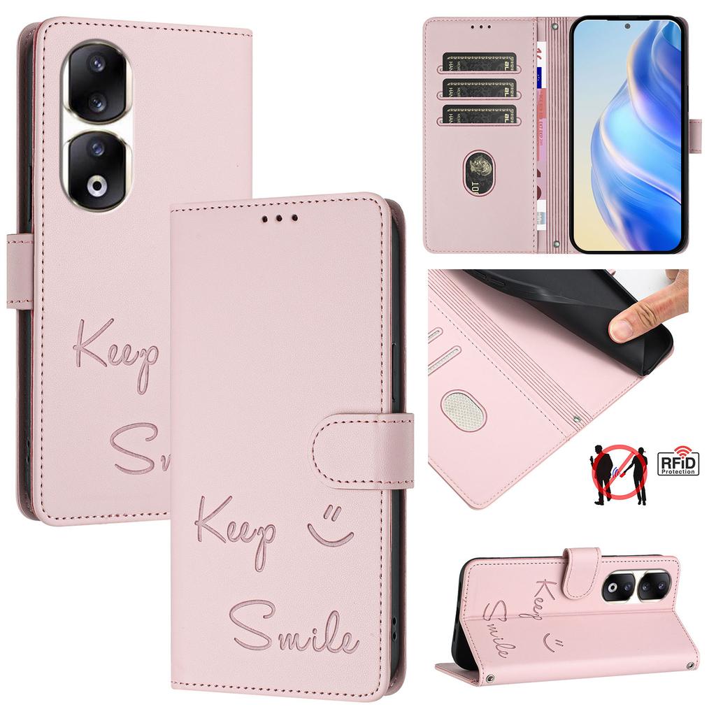 Embossed Leather Flip Case for Honor 400 Lite 200 90 80 70 60 20 9 Blocking Card Slots Phone Cover