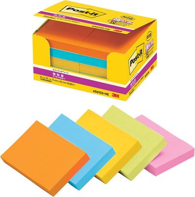 Заметки с сильным клеем, неоновые цвета, 75 x 50 мм, 90 листов x 10 книг Post-It 6561SS-NE