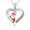 Luxury Heart-shaped Santa Pendant Necklace - Festive Jewelry for Women