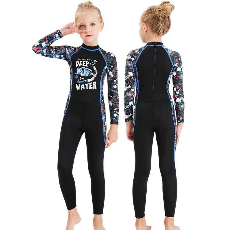 Kids UV Protection Rash Guard Swimsuit Long Sleeve Dive Suit Boys Girls Quick Dry Snorkeling Swimming Pool Beach