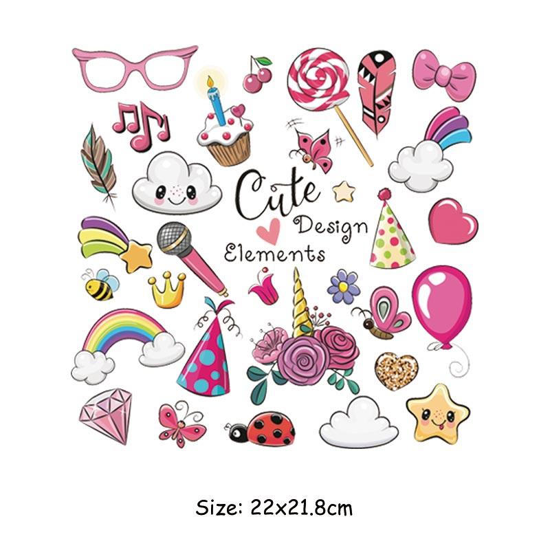 Cute Girl Elements Clothing Badges Patches Diy T-Shirt Dresses New Design Hot Tear Thermal Transfer Flower Applique Stickers