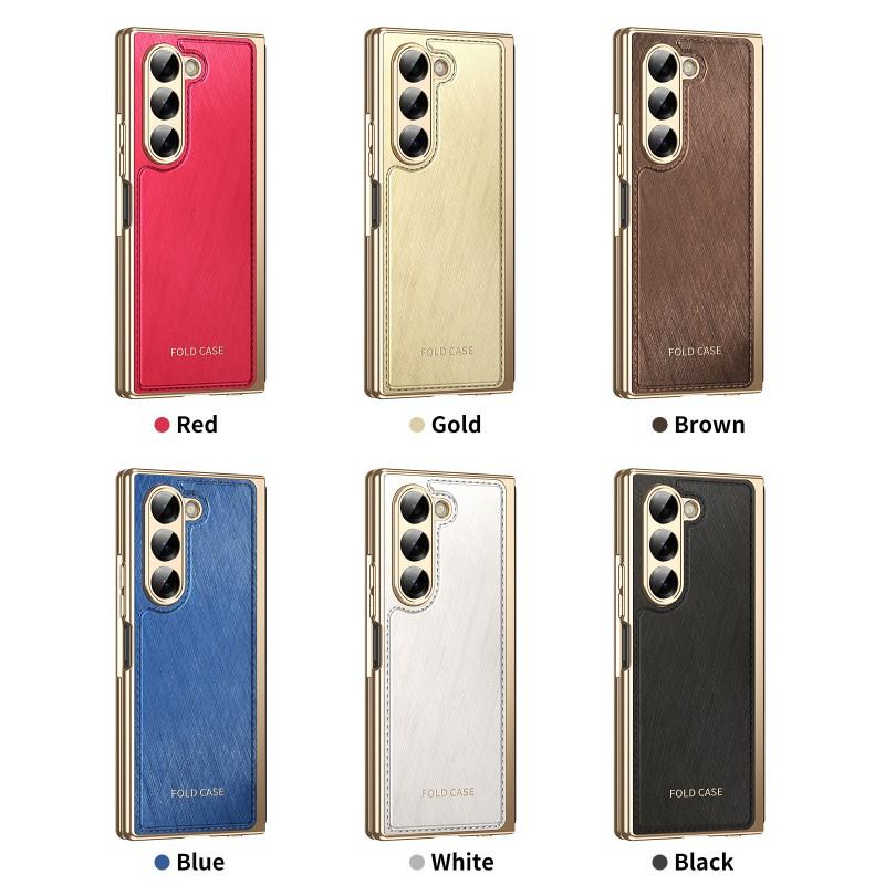 Electroplated Leather Case With Screen Protector Galaxy Z Fold 7/6/5/4/3