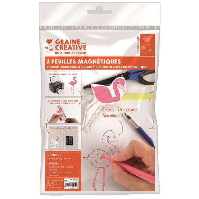 Feuille magnétique imprimable - DTM - 3 feuilles A4 - Blanc - Mixte