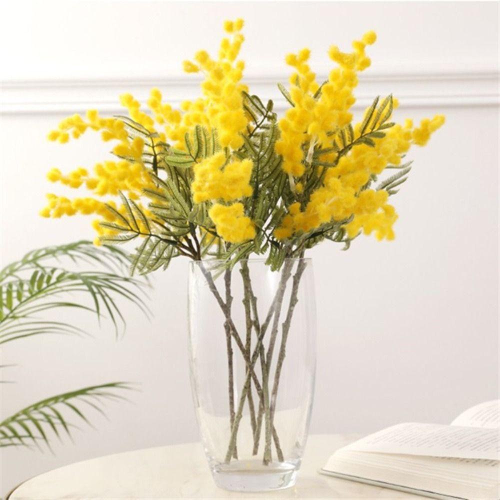 Table Cherry Mimosa For Home Decor Spray Fake Flower Artificial Plant Artificial Flower Fake Acacia