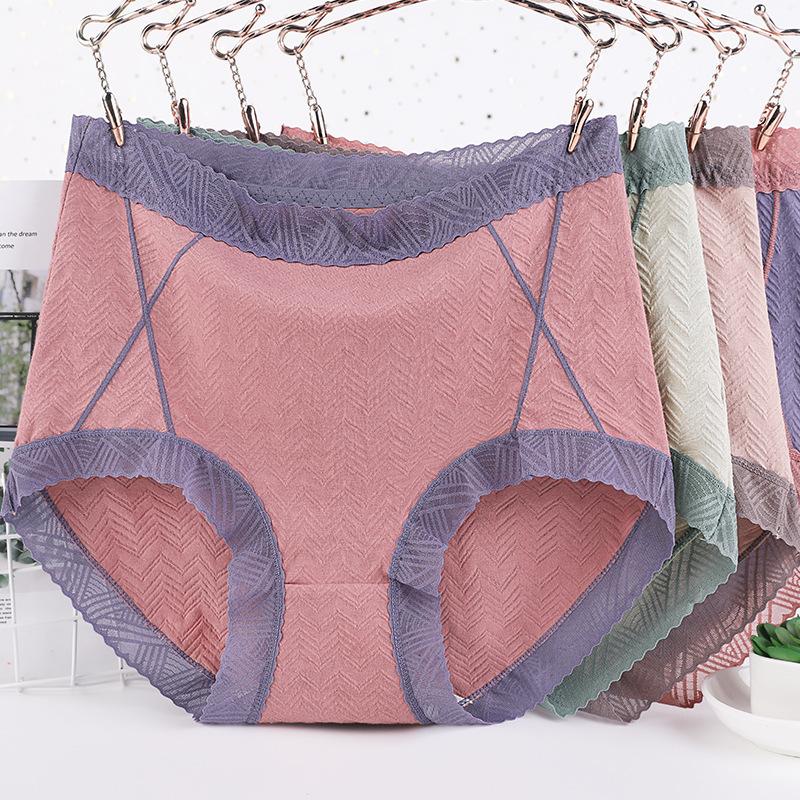 Women's 6XL Plus Size Underpants Luxury Pure Cotton Lace Panties High Waisted Cotton Crotch Women Underwear