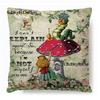 Наволочка с рисунком «Алиса в стране чудес» с милым кроликом и принтом кошки, декоративная подушка для дома, винтажная домашняя декоративная хлопковая льняная наволочка