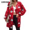 Autumn and Winter Women's Cardigan Plus Size Printed Christmas Long Sleeve Fashion Cardigan Jacket