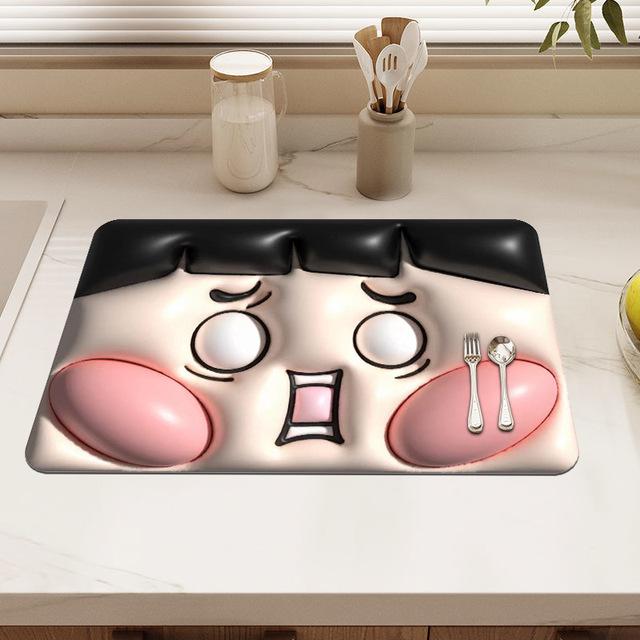 3d Stereoscopic Drain Pad Rubber Dish Drying Mat Super Absorbent Drainer Mats Tableware Bottle Rugs Kitchen Dinnerware Placemat