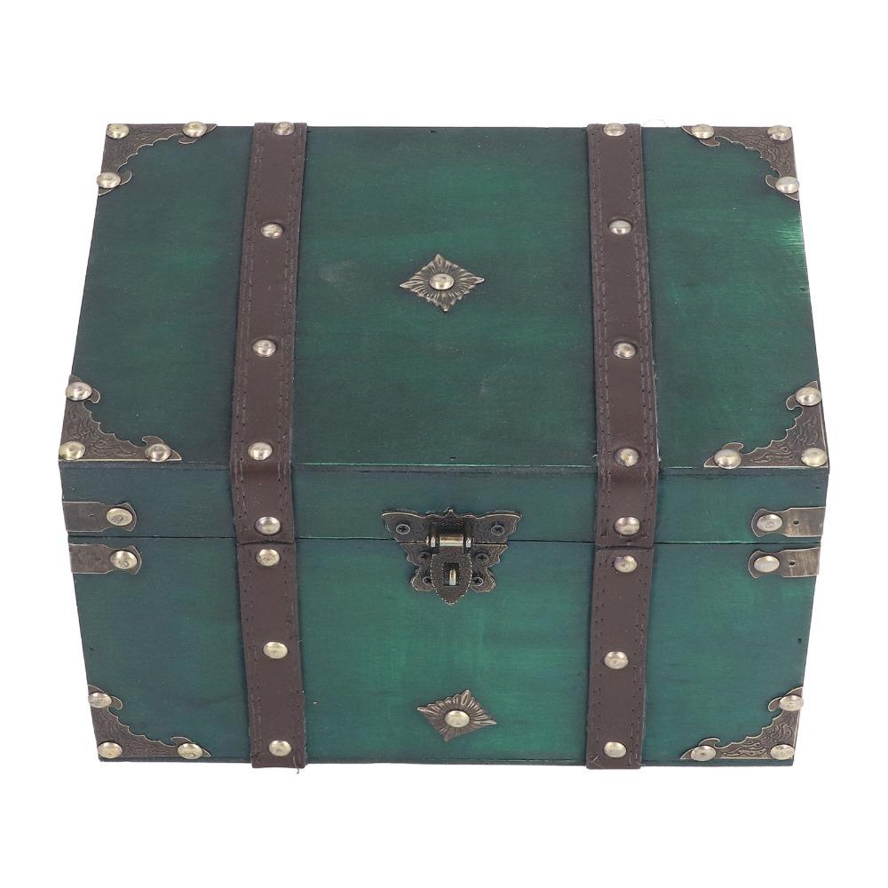 2PCS Antique Jewelry Organizer Box With Lock Keepsake Memory Box Treasure Chest Box  Bedroom Storage