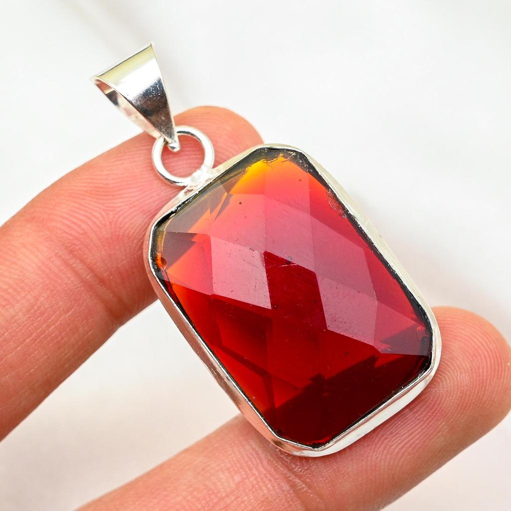 Red Garnet Jewelry, 925 Solid Sterling Silver Pendant, Handmade Gemstone Jewelry Pendant For Memorial Day