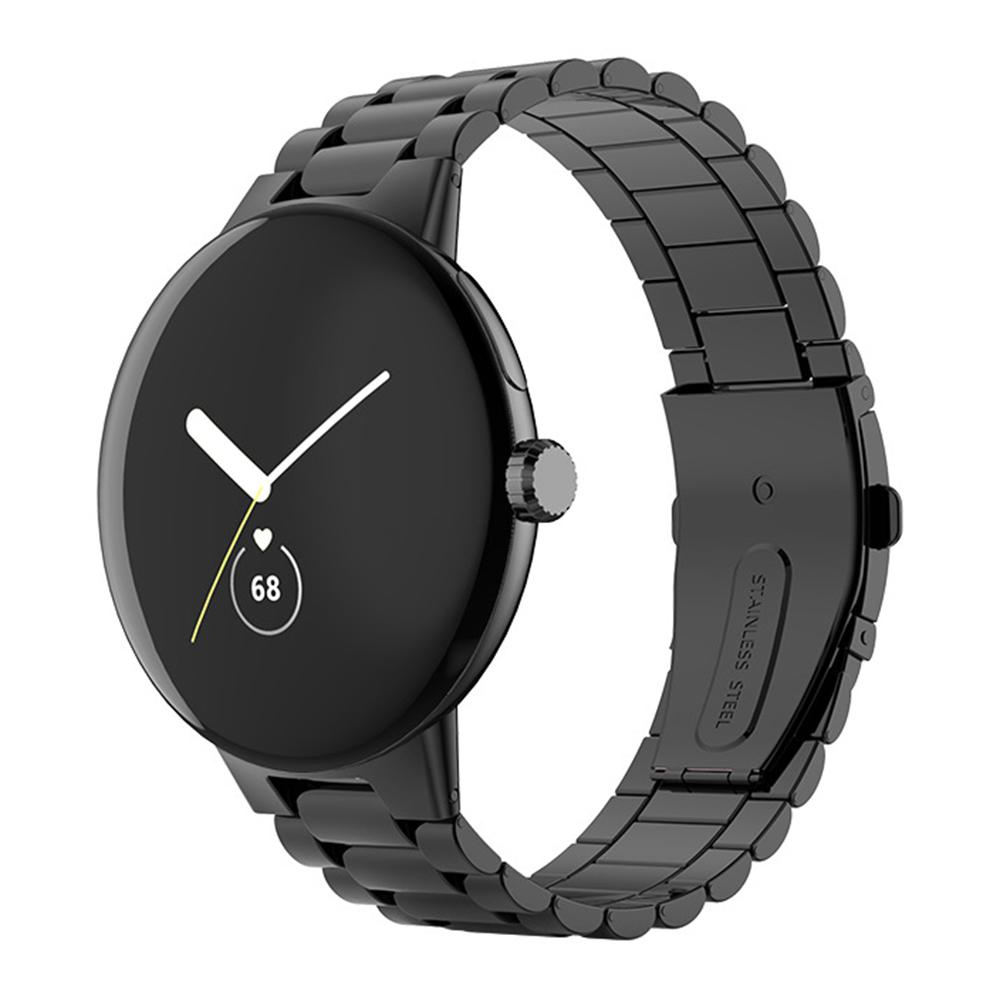 For Google Pixel Watch 3 45mm Watch Band Three Beads Stainless Steel Strap