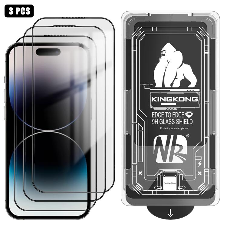 3PCS Dust-Free 3D Curved Edge HD Electroplated Explosion-Proof Tempered Glass Film For iPhone 13 Pro Max, Anti-Fingerprint Screen Protector