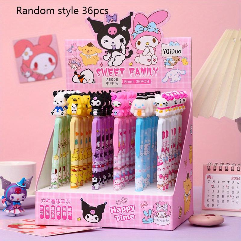 36 шт. Куроми Sanrio Сладкая Семья Нажимная Ручка High-Pretty Girls Нейтральная Ручка ST Головка Черная Подписная Ручка Подарочная Ручка Канцелярские Принадлежности Синнаморолл 0,5 мм Черная