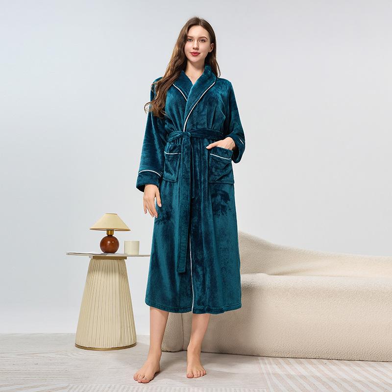 Мужские халаты с шалевым воротником, махровые плюшевые банные халаты полной длины, мягкий спа-халат для дома с карманами, пушистые спа-халаты, унисекс, зимний уютный теплый спа-халат, длинный халат