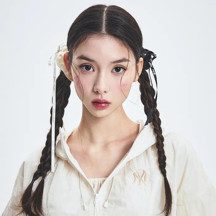 [MLB] Ribbon Strap Scrunchie Small NY (Cream)