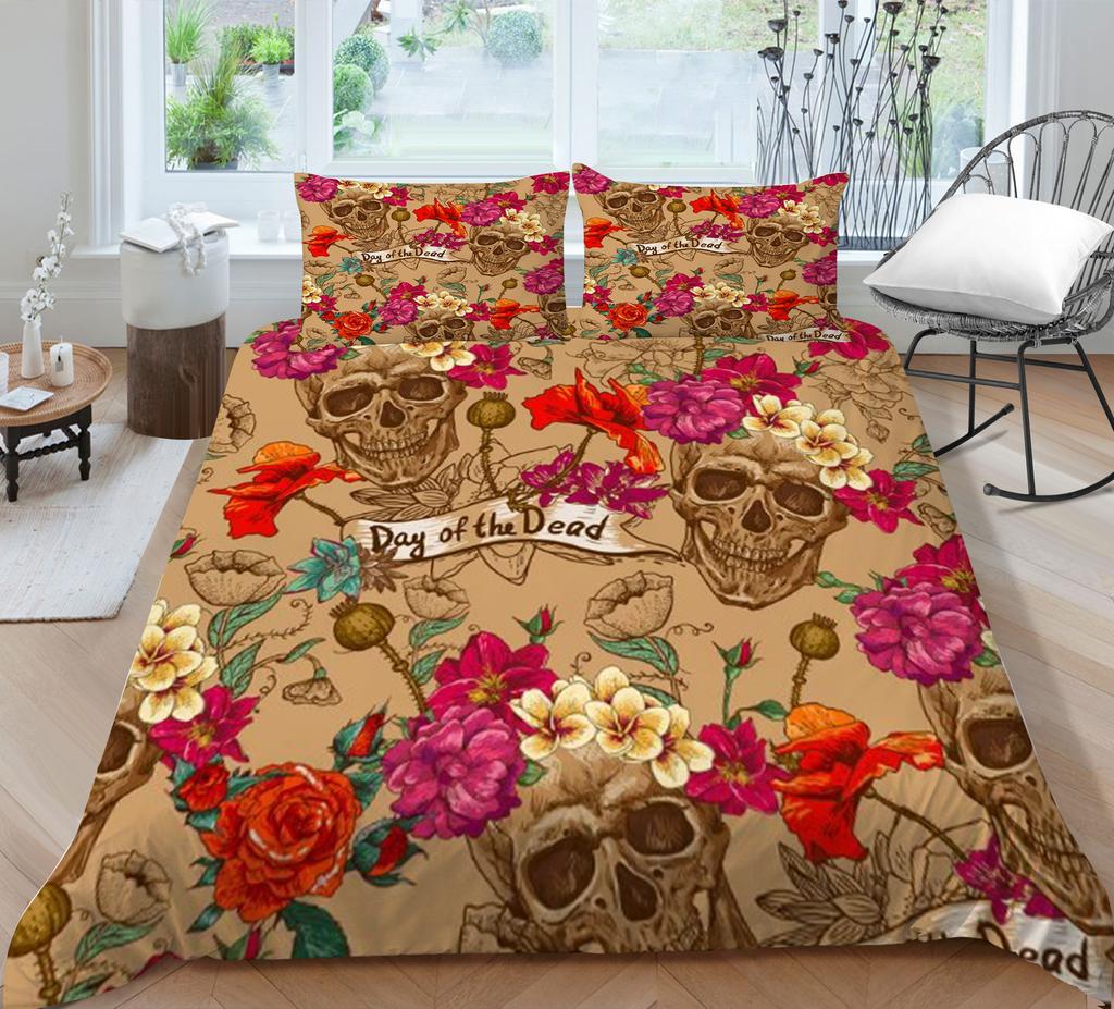 Bedding Suit 3D Skull Print Bed Cover Home Bedclothes  Fashionable Duvet Cover Sets Polyester Single Double King Size