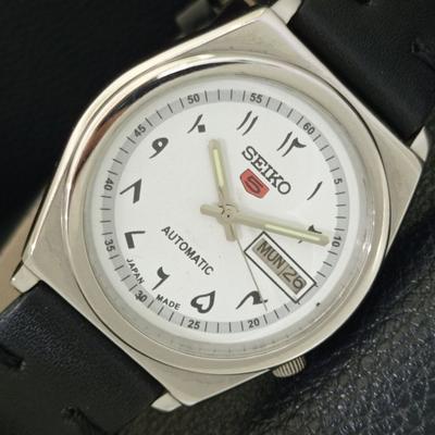ВИНТАЖНЫЕ МУЖСКИЕ АВТОМАТИЧЕСКИЕ ЧАСЫ SEIKO 5 7019A ЯПОНИЯ С БЕЛЫМ АРАБСКИМ ЦИФЕРБЛАТОМ a702450-5