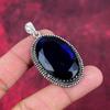 Подвеска с синим сапфиром, подвеска из драгоценного камня ручной работы, подвеска из стерлингового серебра 925 пробы, антикварные ювелирные изделия, для подарка на помолвку