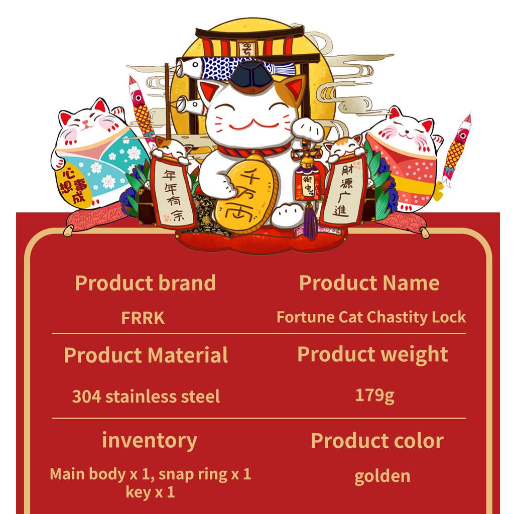 Lucky Cat Металлический замок целомудрия из нержавеющей стали клетка для пениса для мужчин Cb Lock Гей рогоносец секс-игрушки БДСМ кольцо для пениса