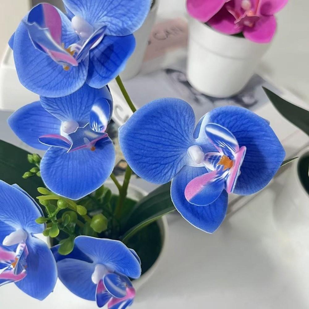 Indoor Artificial Orchid Arrangement Realistic Tabletop Floral Centerpiece Home Decor