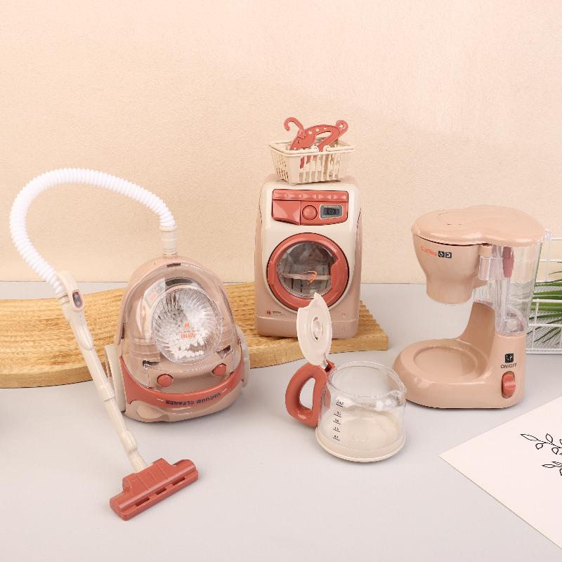 Play House Toy Washing Machine Vacuum Cleaner Coffee Maker Toaster Mini Appliances Cute Toys Kids Pretend Play Toys