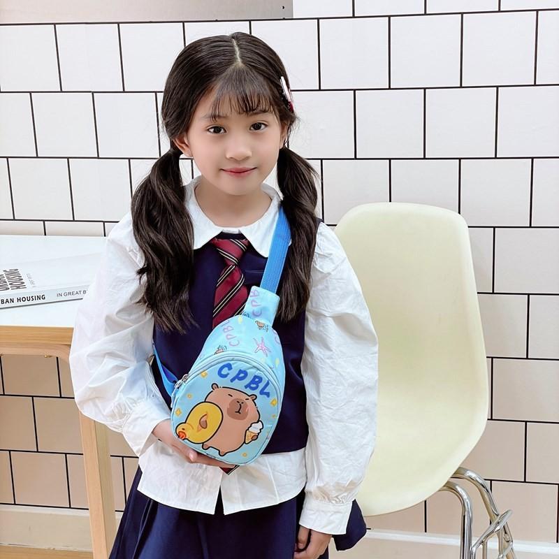 Cartoon Fun Capybara Kids Shoulder Bags Printed Animal Nylon Play Use Daily