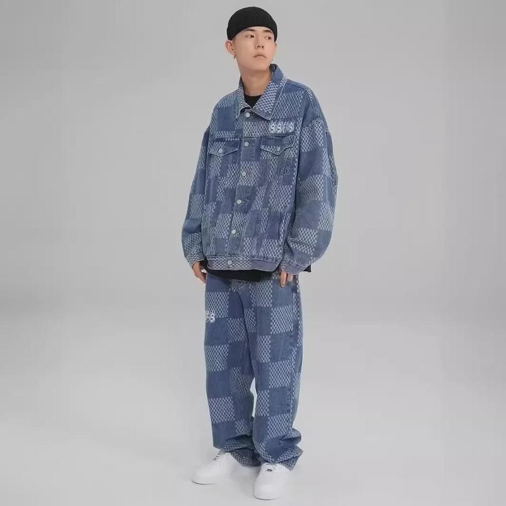 Men's Handsome Casual Sports Suit: Loose Cardigan Jacket & Wide-Leg Pants Two-Piece Set