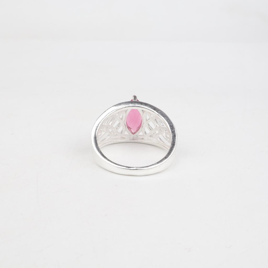 Редкий драгоценный камень розовый турмалин, ювелирное кольцо из стерлингового серебра 925 пробы для свадебного подарка CZR-3-8