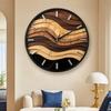 Nordic Style Round Wood Grain Wall Clock Imitation Three-dimensional Wave Texture Living Room Bedroom Decoration Clock Simple Silent Wall Clock