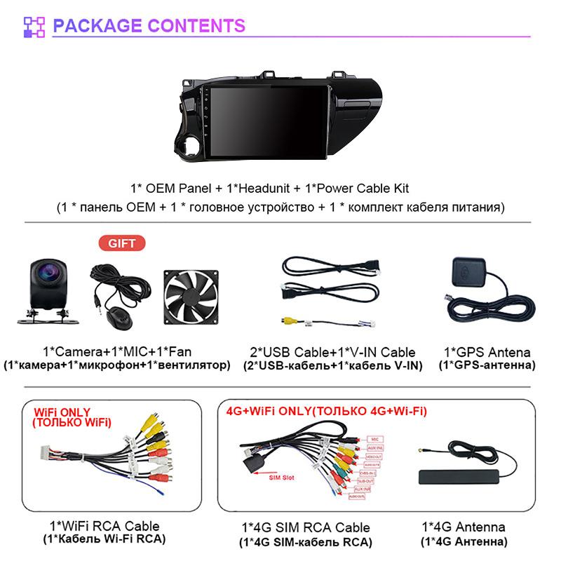 Android 16 pour Toyota Hilux 2015 2016-2018 Carplay Auto Écran 2K Autoradio Lecteur Multimédia Plug and Play Snapdragon Sans Fil