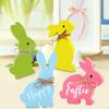 Easter Bunny Wooden Signs Block Standing Figurine Decor with Rope for