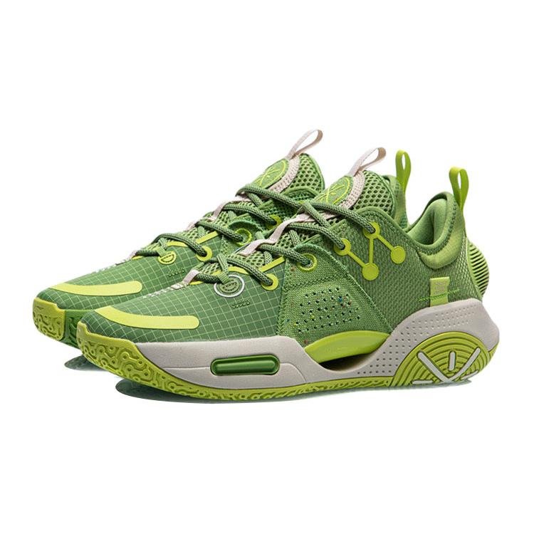 Li Ning All City 9 V1.5 Амортизирующие Нескользящие Износостойкие Низкие Баскетбольные Кроссовки Мужские Оливково-Зеленые ABAR015-6