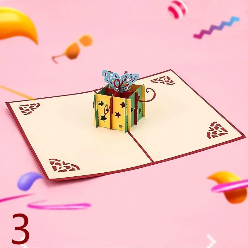 Рождество День рождения Валентина Поздравительная открытка Бумажное искусство Мульти Узоры 3D Поздравительные открытки Дни рождения Новый год Фестиваль Картон Подарок