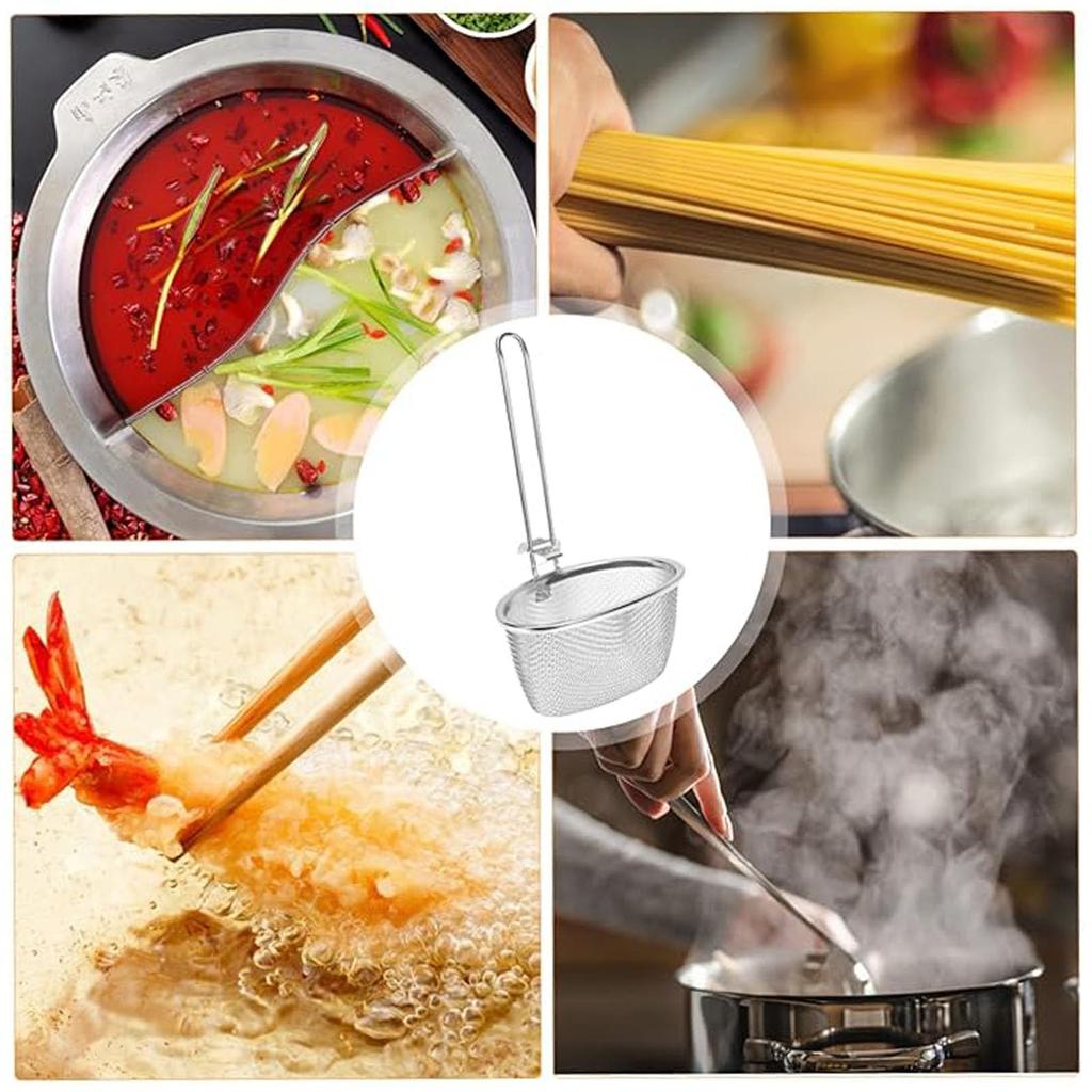 Фильтр-корзина из нержавеющей стали для кипячения спагетти, варки лапши, глубокая ручка, тонкая для ресторанов и домашней коммерческой кухни, кухонные принадлежности
