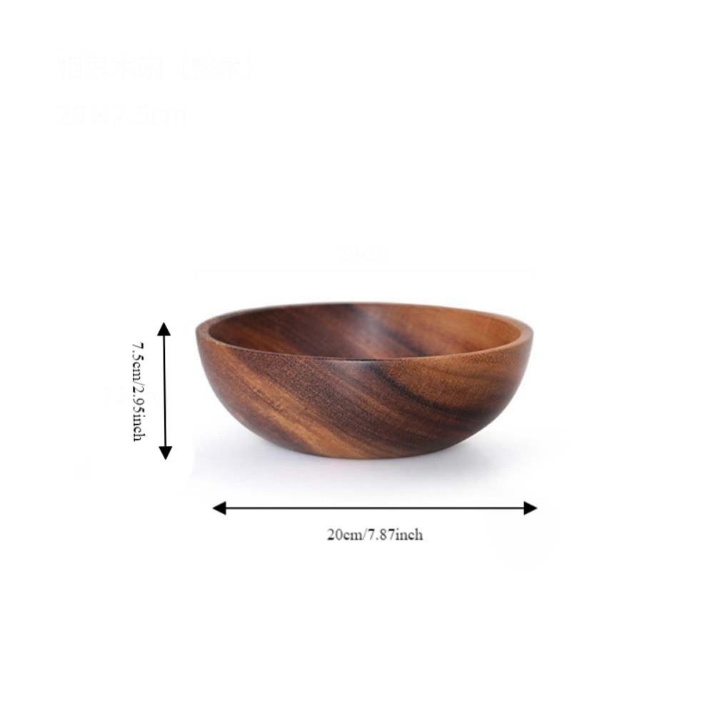 Round Large Wooden Natural Acacia Wood Household Container Tableware Ramen Bowls Bowl Wooden Bowl