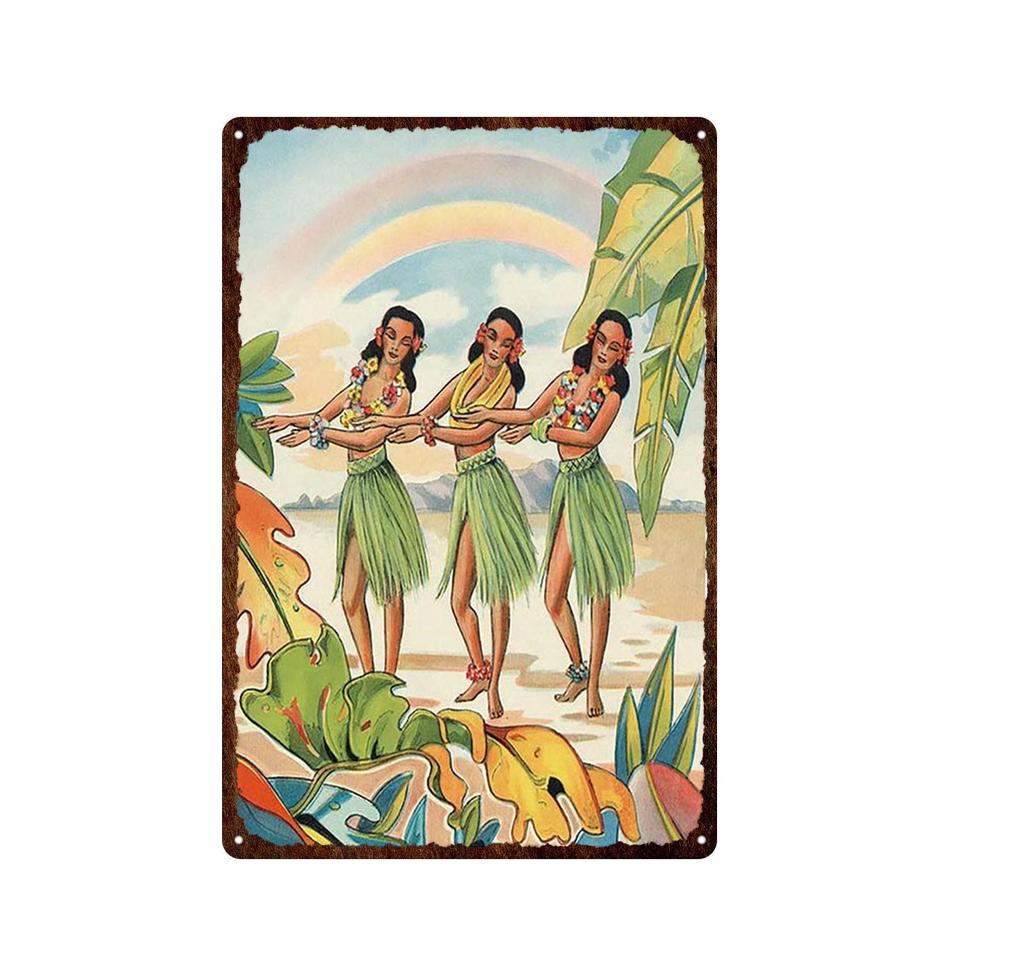 Гавайи Вайкики Приморский Пейзаж Металлическая Оловянная Вывеска Известный Туристический Город Ретро Серфинг/Декоративная Налет Для Автомобиля Железная Живопись 20*30 см