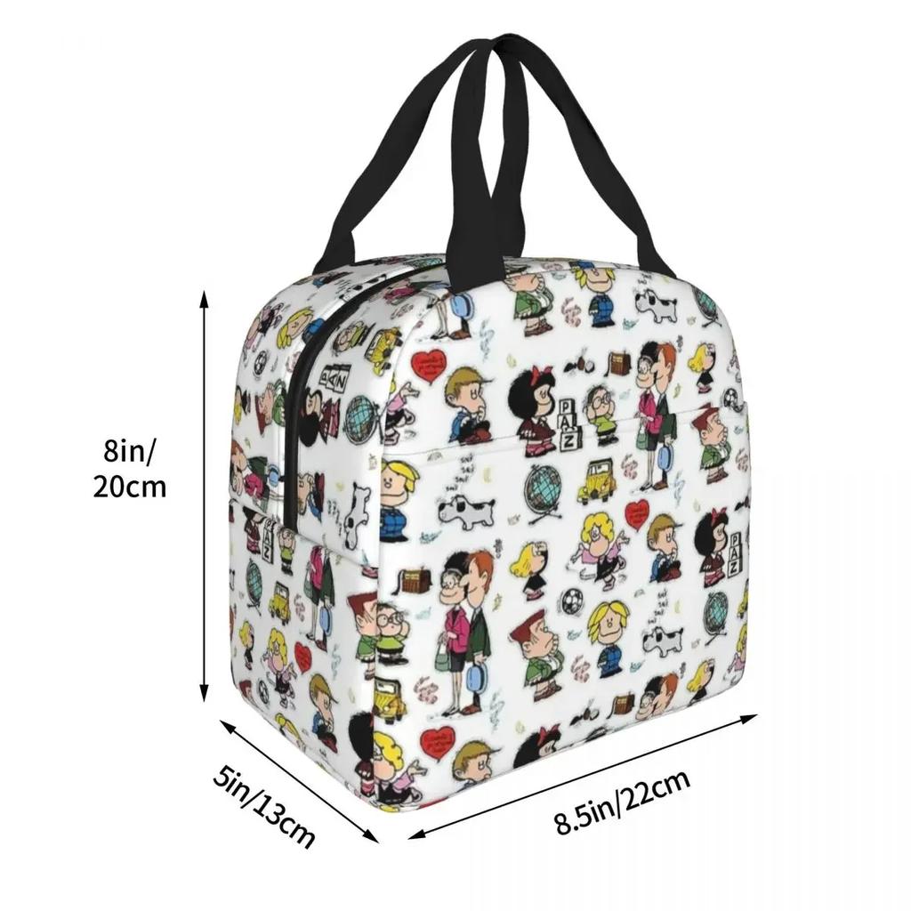 Mafalda And Her Characters Insulated Lunch Bag Large Reusable Thermal Bag Tote Lunch Box School Travel Food Bag