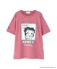 AVIREX Betty Boop FADE WASH S/S T-SHIRT women's size F 094 dark pink 783-6135618
