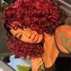 Beautiful Short Curly Hair Full Wigs Ombre Wine Red Synthetic Wig for Women