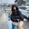 Down cotton clothes women's short winter new fashion foreign style warm loose bread clothes coffee hooded jacket