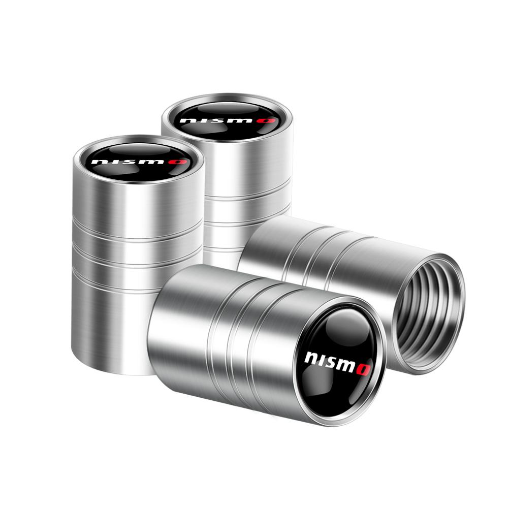 ARE4 4Pcs Metal Car Wheel Tire Valve Caps Stem Covers Accessories For Nissan X-trail GTR Nismo Qashqai Note Juke Sentra Patrol Micra