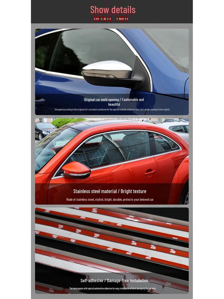 Stainless Steel Bright Window Trim & Door Edge Strips for Beetle and Scirocco