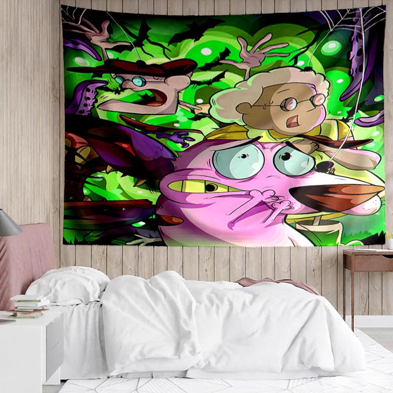 Courage the Cowardly Dog Tapestry for Bedroom Aesthetic Classroom Tapestries Wall Hanging for Living Room Dorm Office,Ideal Creative Gift