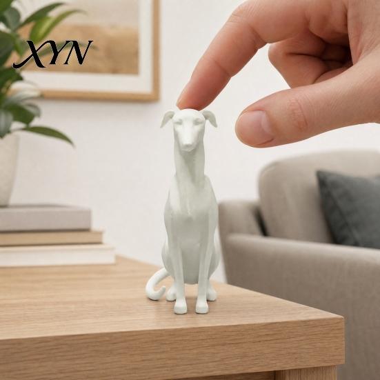 Миниатюрная статуэтка собаки, 3D-печатная фигурка Huibiti, Модель в имитации сидячей позы, Деликатная текстура шерсти, Прочная фигурка, Цельнолитая, Настольное украшение