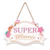 [A3397] - Табличка деревянная формы Super Mamie розово-белая - 18x18 см