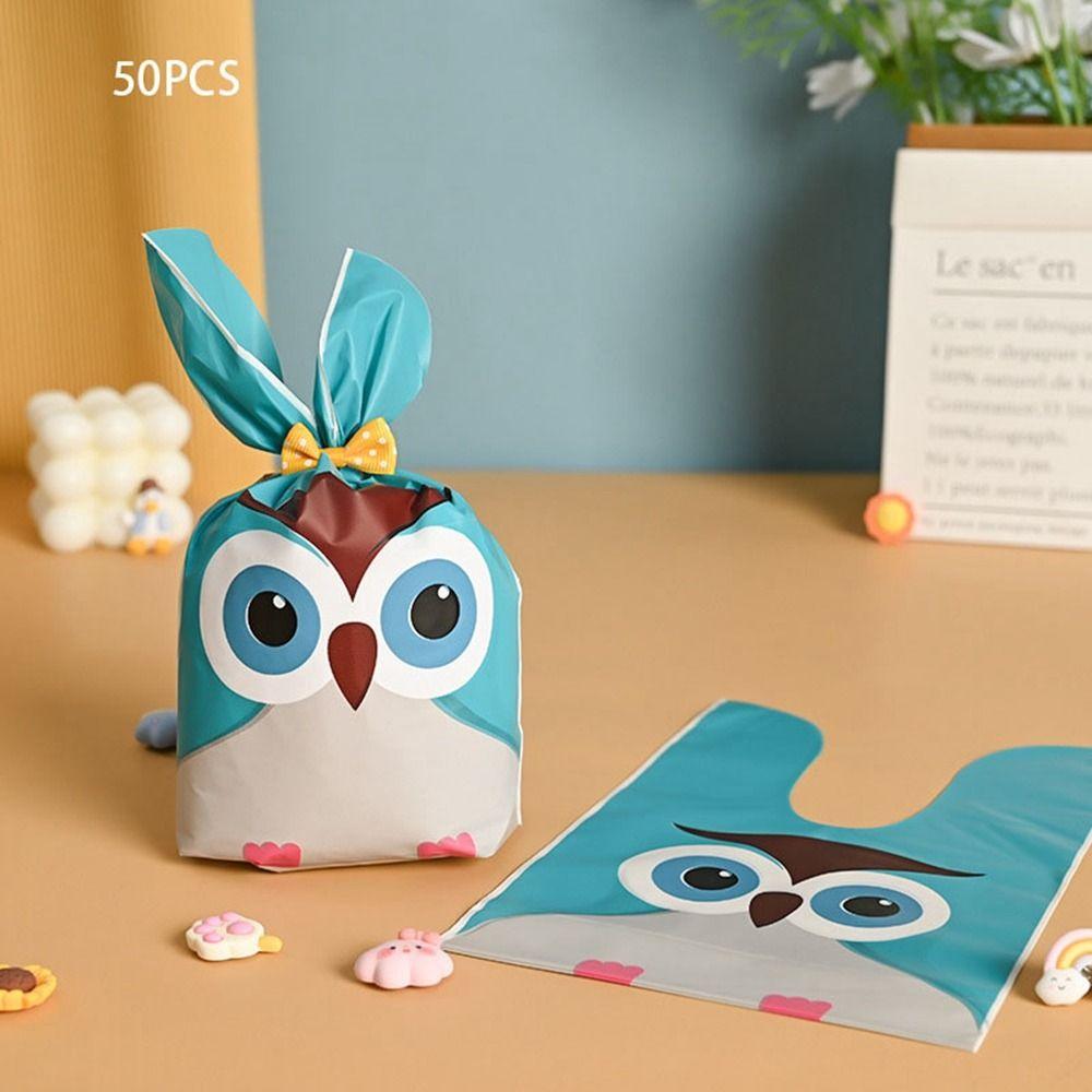 50 шт. Новые пасхальные картонные мешочки с ушками кролика, пластиковые мешочки для конфет в виде животных для детей, упаковка для печенья на день рождения, подарки своими руками